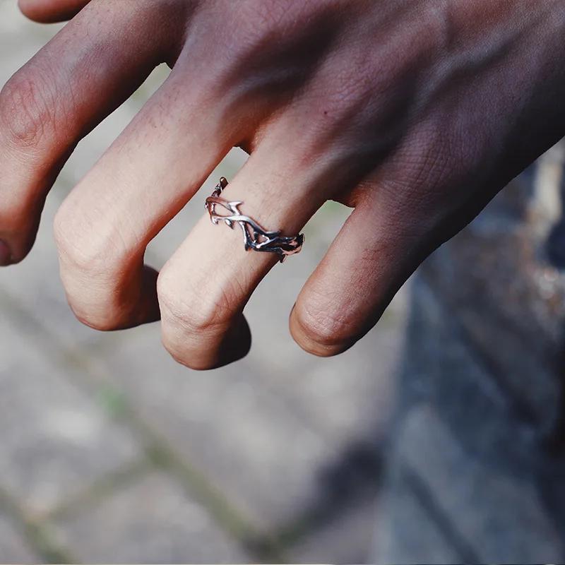 Fashion Punk Irregular Thorns Couple Rings Retro Hip-Hop Personality Adjustable Finger Ring For Men Women Lovers Jewelry Gifts
