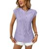 Summer Women's Round Neck Jacquard Short Sleeve Loose T-shirt Vest Top