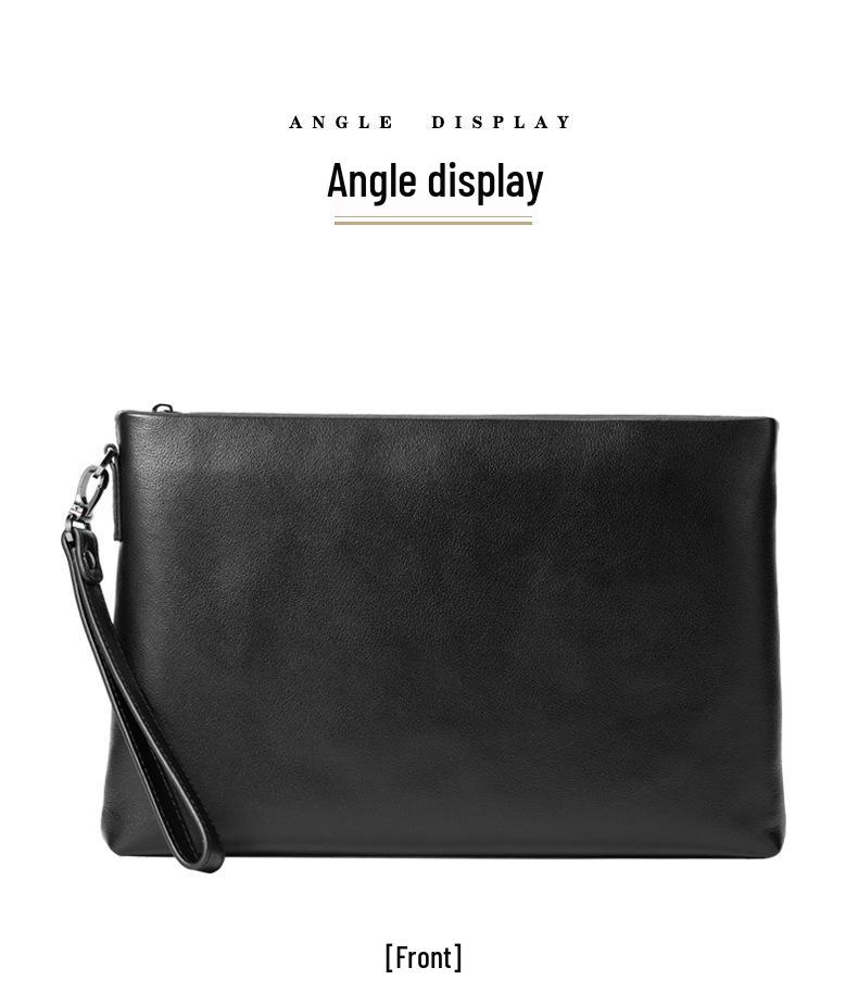 Men's Summer Genuine Leather Anti-theft Clutch Bag, Fashionable and Simple Multi-compartment Envelope Design