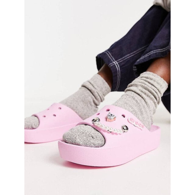 

Сандалии Crocs на платформе с изображением фламинго