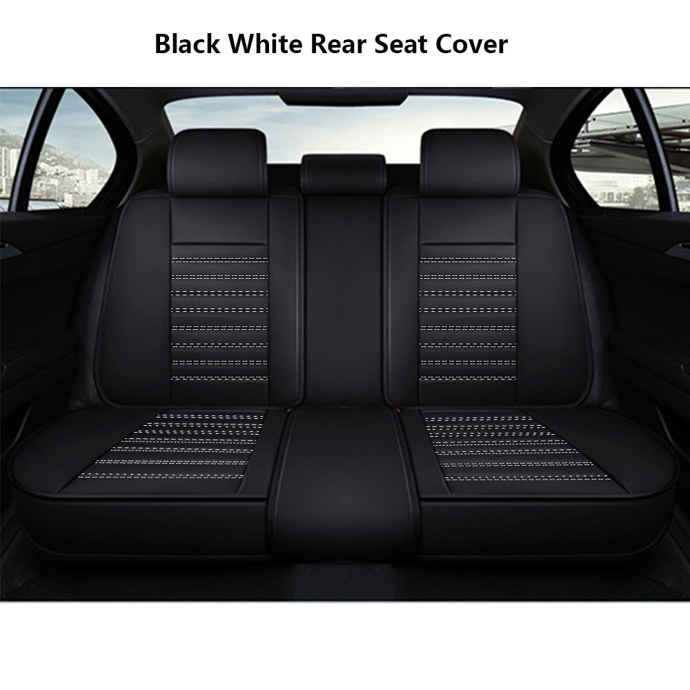 Black & White Faux Leather Car Seat Covers - Universal Fit, Lumbar Support, Waterproof, Anti-Slip, Durable for Cars, SUVs, Truck