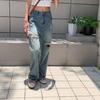 American Retro Ripped Slim-Fit Jeans - Women's Hong Kong Style, Loose Straight, Versatile Wide-Leg Summer Pants