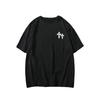 Men's Minimalist Double Cross Print Tee, Gothic Streetwear Oversized Short Sleeve Top