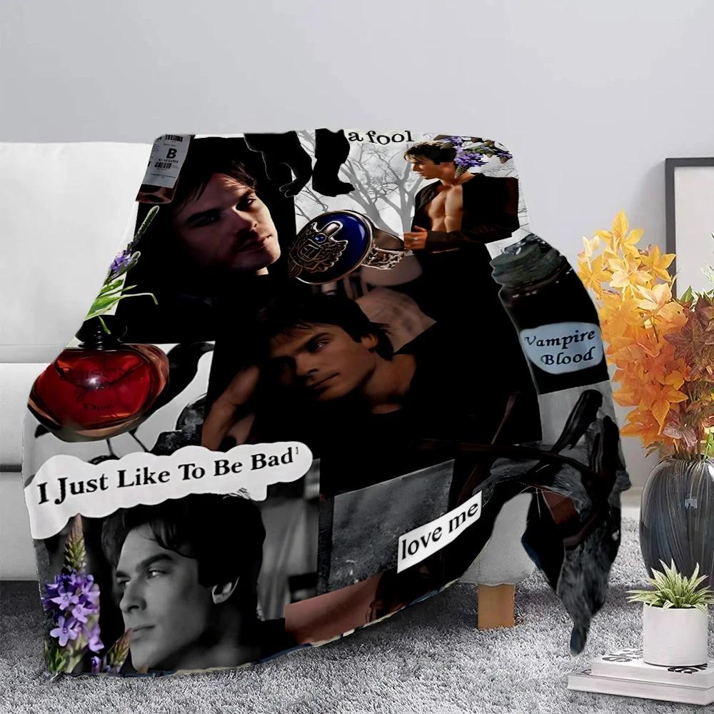 Damon Salvatore The Vampire Diaries Blanket Picnic Blankets Warm Blanket Soft And Comfortable Blanket Home Travel Birthday Gift