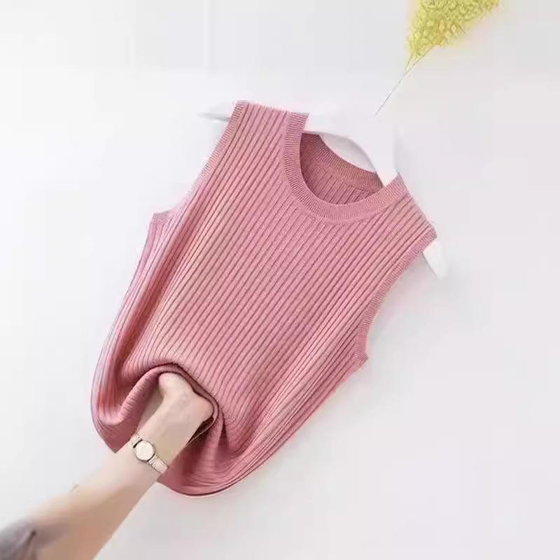 

The new vest women s outer wear is slim-fitting inside, solid-color threaded round neck sleeveless top is thin and versatile, large size and thin base 3xl [recommended 65-75kg]
