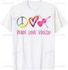 Violin Violinist Girl Tie Dye Retro Peace Love Violin TShirt Custom Printed Graphic T ShirtsUnisexs Clothing Camiseta Hombre