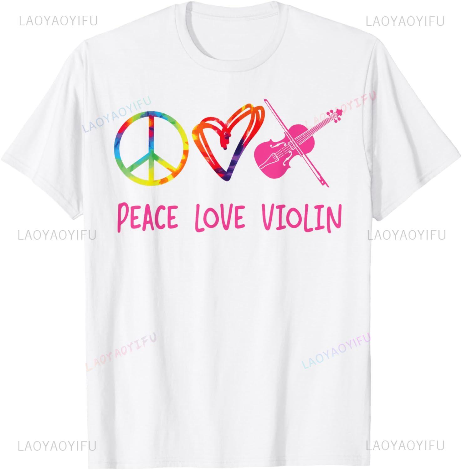 Violin Violinist Girl Tie Dye Retro Peace Love Violin TShirt Custom Printed Graphic T ShirtsUnisexs Clothing Camiseta Hombre S