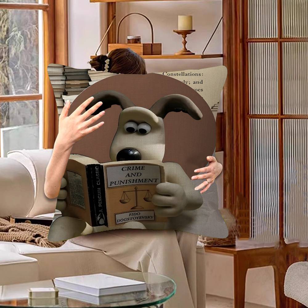 Kawaii WWallace und Gromit Anime Kissenbezug Zoll Bauernhaus Dekor Heim Überwurfskissenbezüge Für Sofadekorationen