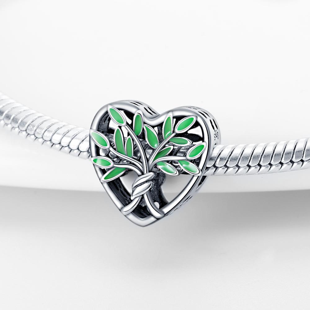 Authentic Charm Bead Charms Copper Plated Green Tree Bead Charms Compatible With Bracelets Women Jewellery Making Diy Gift