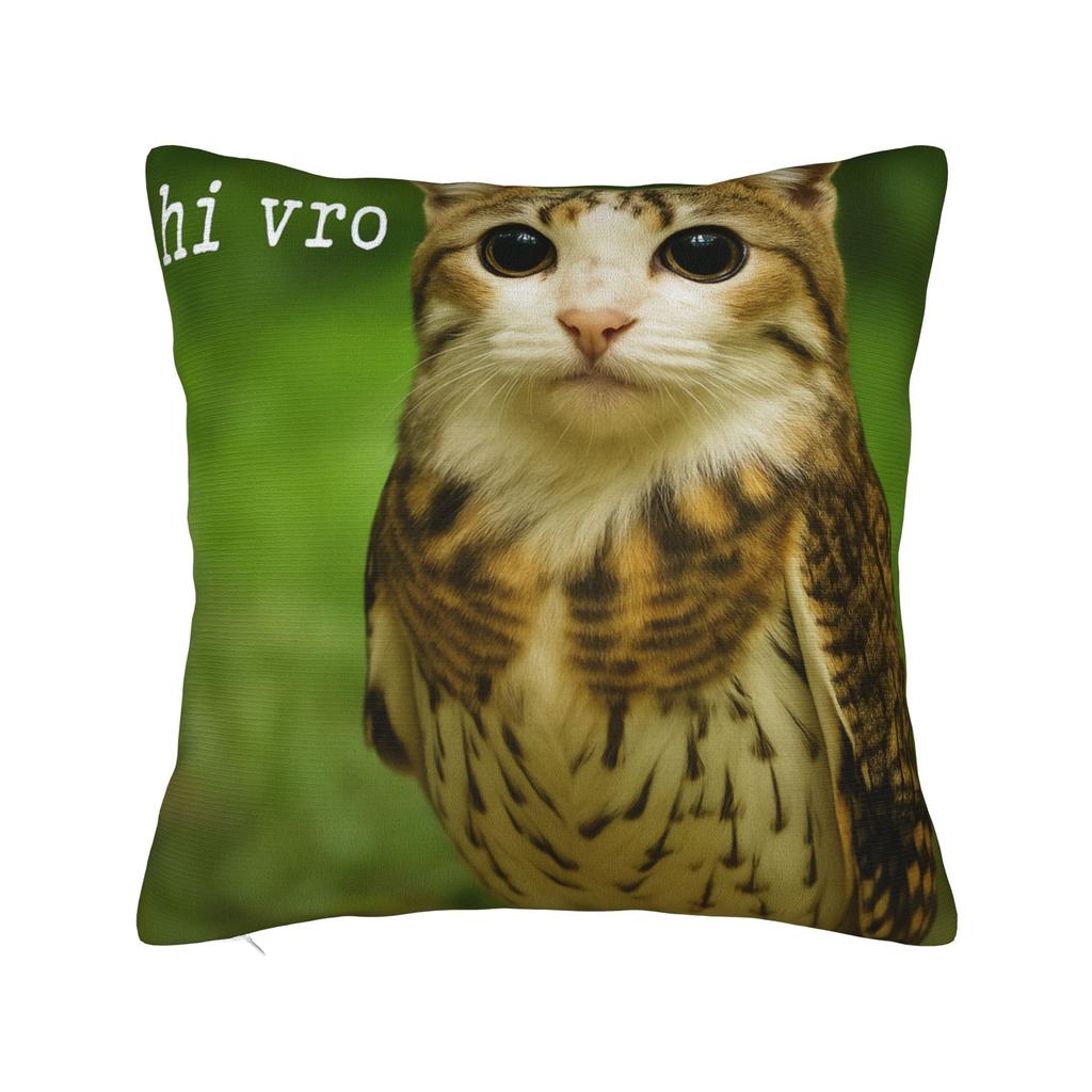 Pillow Cover Internet Famous Meowl Cat Owl Meme  Retro Trendy Pillow Case For Sofa Couch Bed Living Room Pillowcases