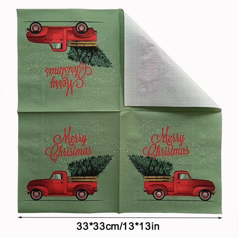 20pcs/Pac 33*33cm 2-Ply Disposable Party Napkin Christmas Pattern