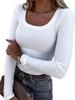 European American Hot-Selling Slim-Fit Ribbed Long-Sleeve T-Shirt - Stretchy, Comfortable, Slimming Top