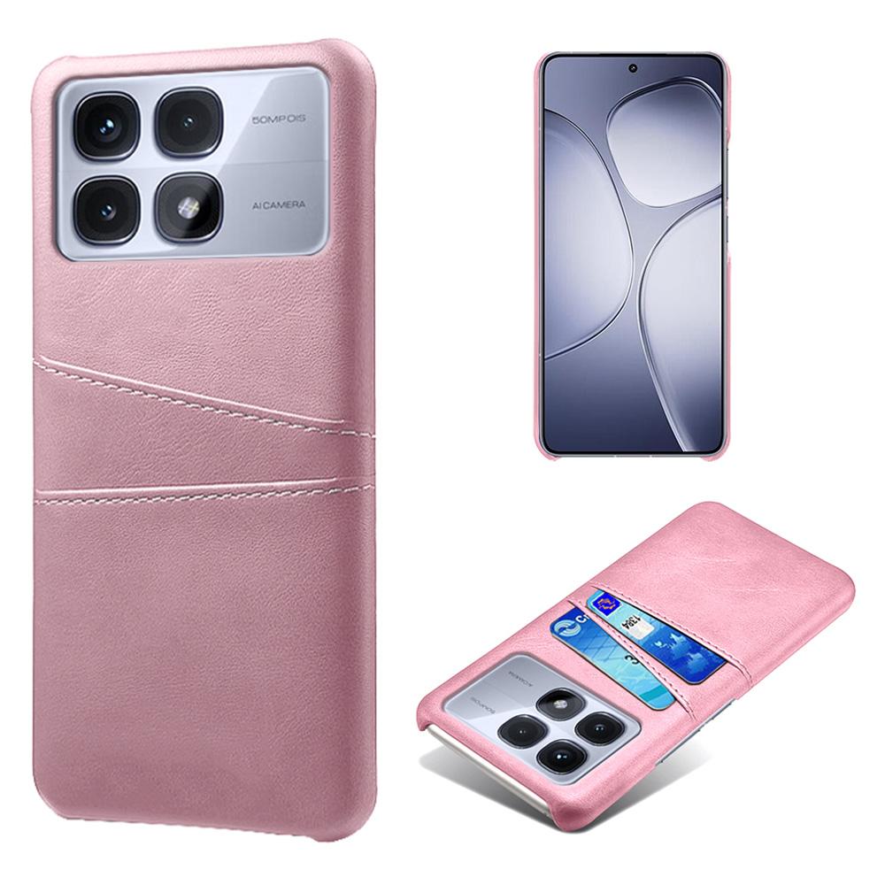 

For Xiaomi Redmi K70 Ultra Case Dual Card Slots PU Leather+Hard PC Phone Cover Rose Gold