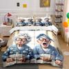 Elderly In Blue Pajamas Bedding Set For Kids Luxury Gift 3Pcs Digital Print Comforter Set Soft Comfortable Breathable