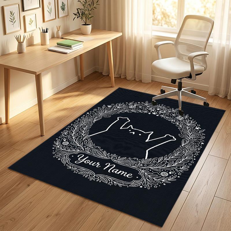 Cherry Blossom Theme Soft Crystal Velvet Rug Custom Name & Text Print Non Slip Floor Rug for Bedroom Living Room