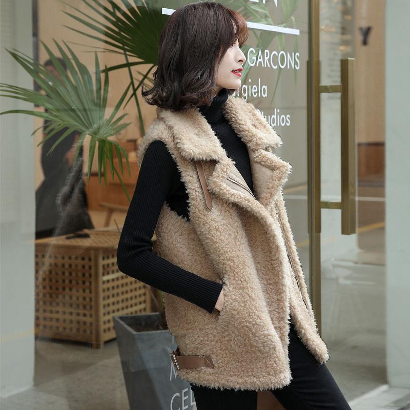Lamb wool vest women's autumn and winter new Korean version loose thickened fur integrated vest vest vest jacket