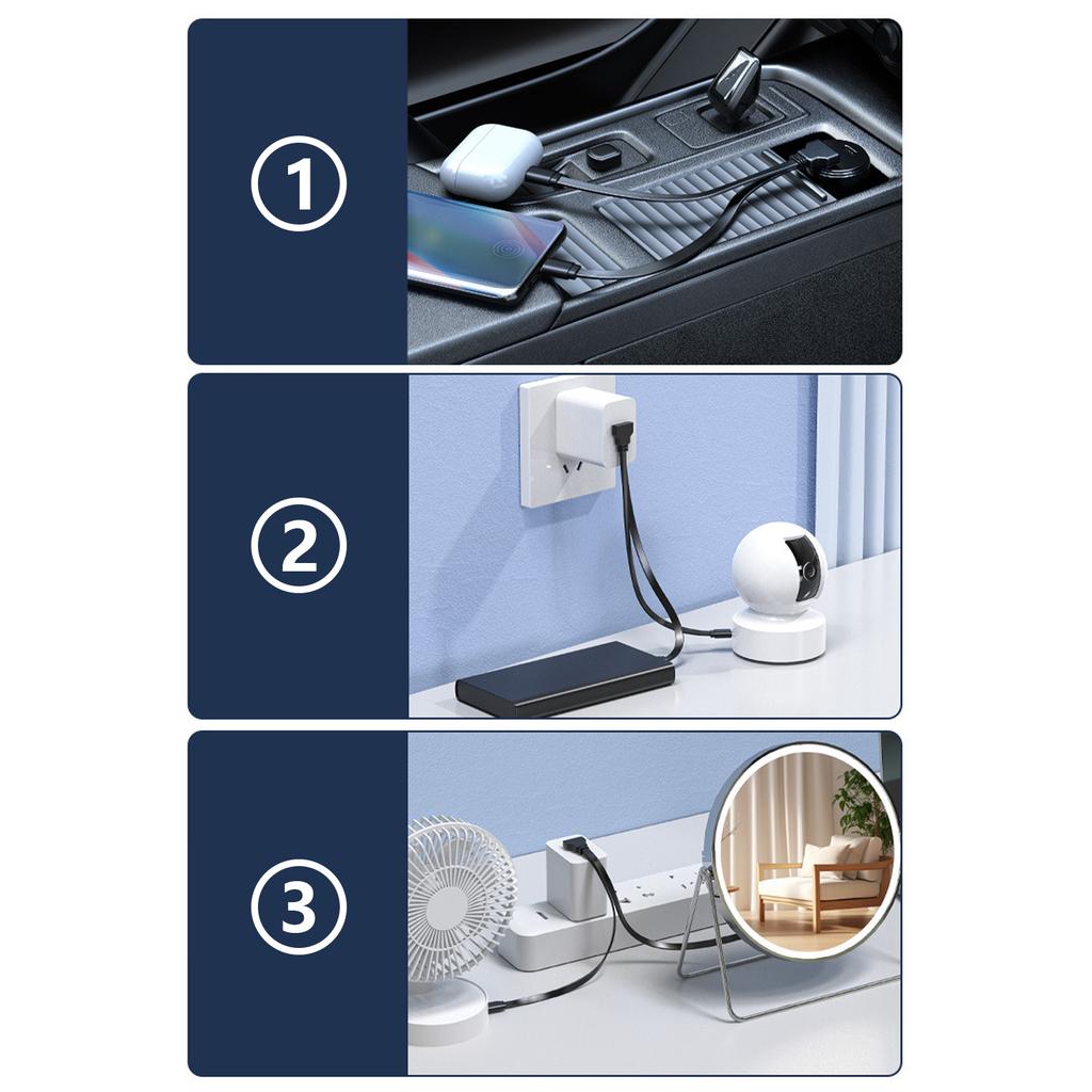 Multi Charging Cable Universal 2 In 1 Multiple Port USB To USB C Fast Charger Cord with Type C Connectors for Phones