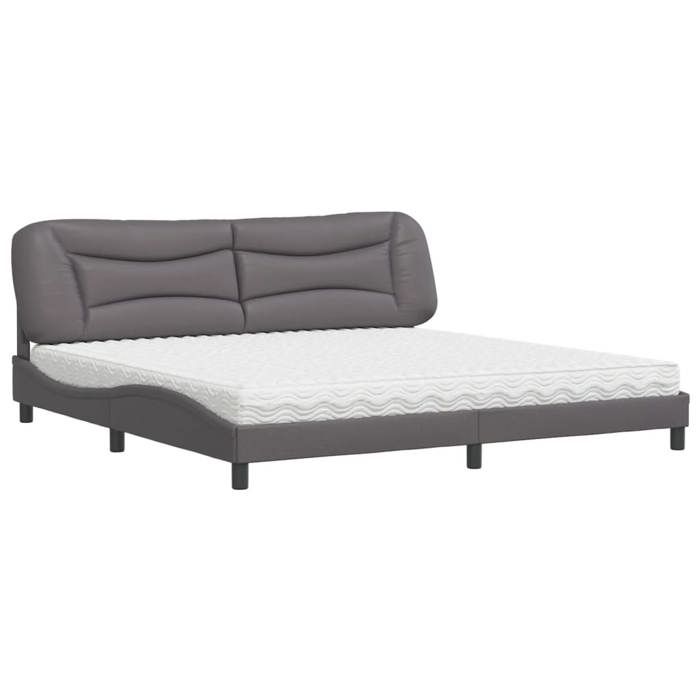 VidaXL Lit avec matelas gris 200x200 cm similicuir 3208748