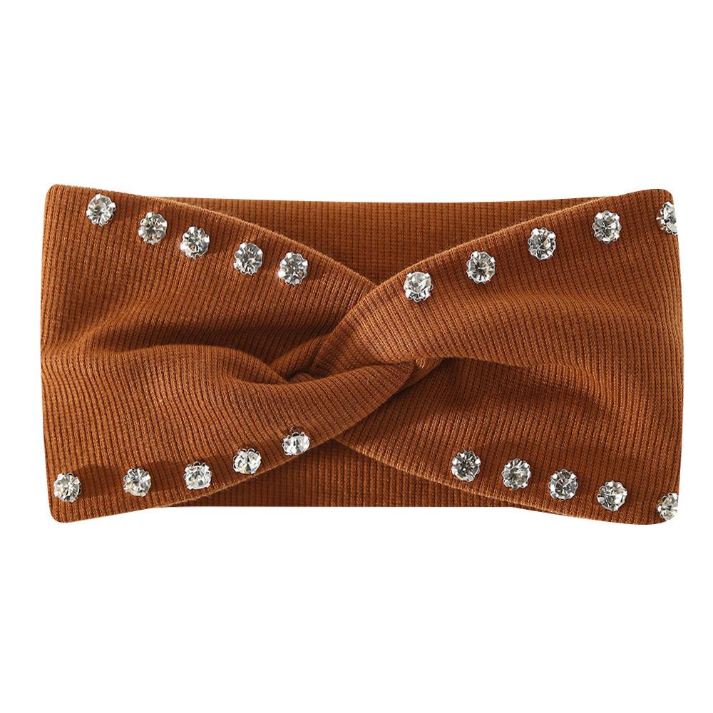 Versatile Rhinestone Elastic Headband for Face Washing & Sports - Simple, Solid Color, Sweat-Absorbing Fabric