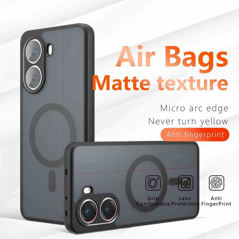 Matte Textur Transparentes Magnetisches Handyhülle für Xiaomi Poco X6 X7 Pro F7 Ultra F6 Pro Airbag Sturzsichere Schutzhülle CL002