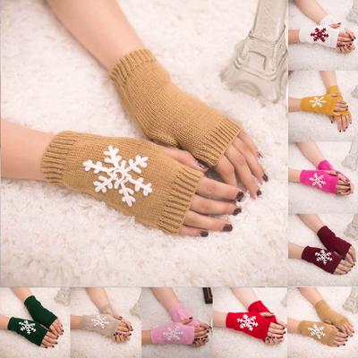 Women Girl Knitted Arm Fingerless Keep Warm Winter Gloves Soft Warm Mitten