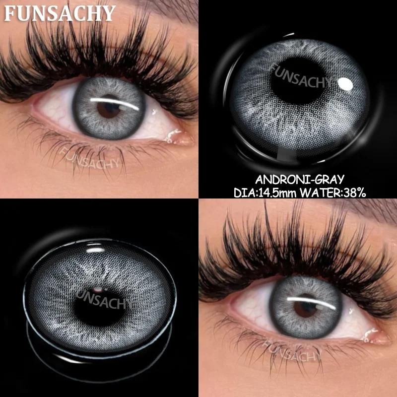 FUNSACHY 1 Pair Black Coloron Contacts Lens Yearly Use Natural Korean Brown Eyes Contact Gray Pupils Cosmetics Fashion Softlen