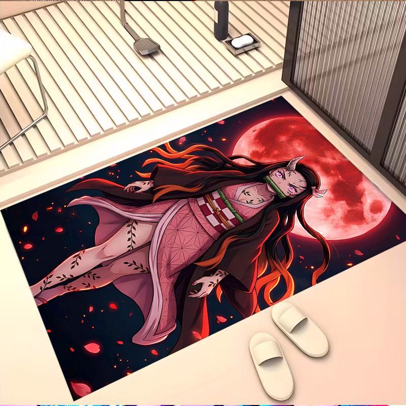 Demon Slayer Print Rug, Washable Floor Carpet, For Entryway Dorm Laundry Room Office Study, Home Decor Birthday Christmas Gift
