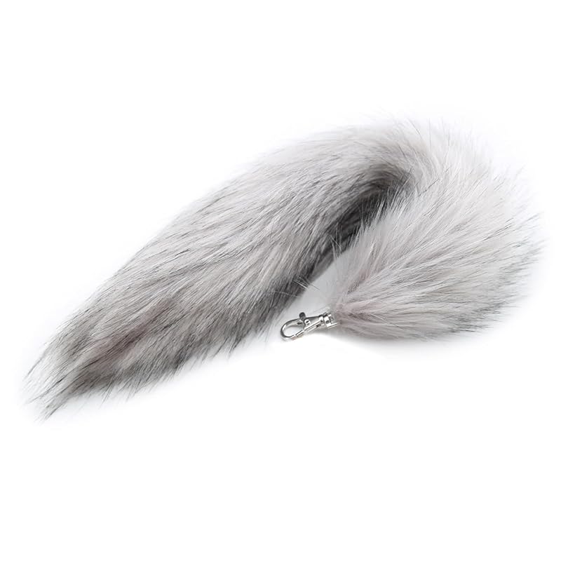 

[COZENTA] strap fur tail Fluffy Fluffy fox cosplay disguise key ring accessories (gray)
