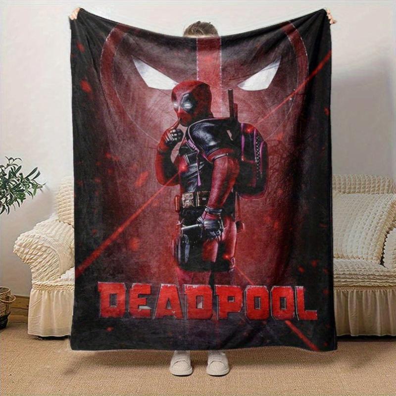 

Deadpool Cartoon Flannel Blanket - Ultra-Soft, Cozy, and Comfortable for Sofa, Bedroom, Camping, and Travel - Four-Season Versatility, Vib 130x150cm