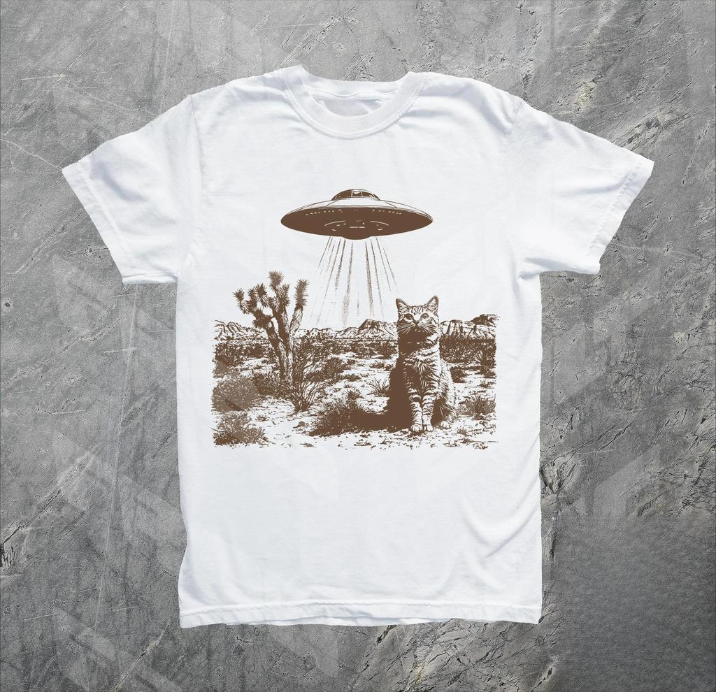Maglietta Vintage Gatto Cowboy UFO Maglietta Retro Maglietta Western Anni '90 Maglietta Rodeo Maglietta Gattino West Selvaggio Maglietta Divertente Regalo Scherzoso