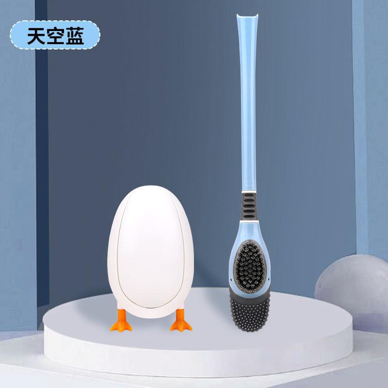 Liquid Injection Silicone Toilet Brush with Suction Cup Holder Strong Cleaning No Dead Corners