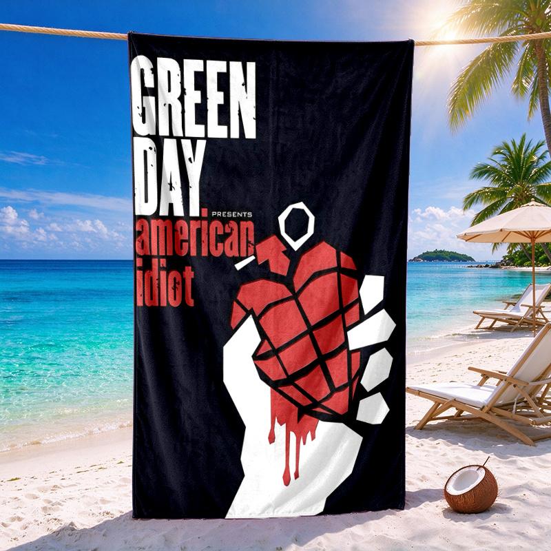 Green Day Quick-drying soft and absorbent beach towel—perfect for beach trips swimming outdoor camping and travel an essential beach item