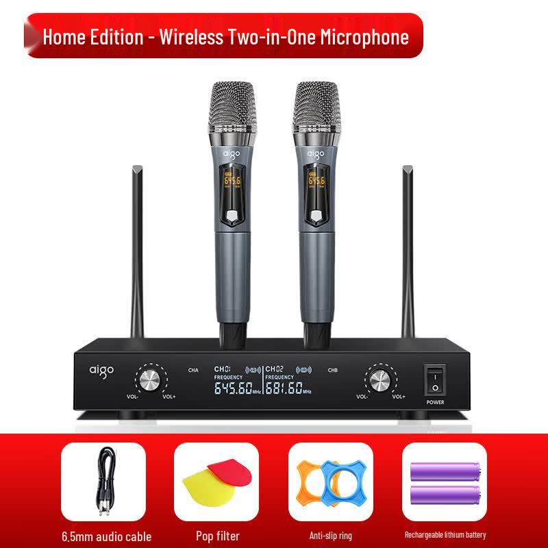 Aigo K-Series Dual Wireless Handheld Microphone System CN plug (adapter included)