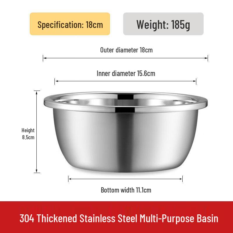 

Thickened 304 Stainless Steel Multipurpose Kitchen Basin 18cm