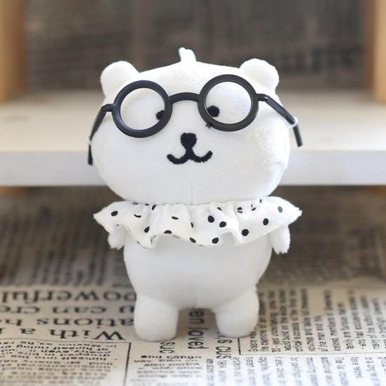 Puppenanhänger mit Brille Denkender Bär Puppe Schlüsselanhänger Anhänger Schultaschenzubehör Weicher Samt