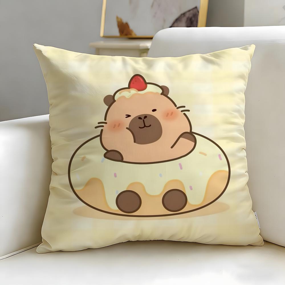classic animal Capybara Cushion Cover Soft & Easy-Wash Pillow Case – Versatile for Couch, Bed, Travel and Office