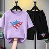 Fashion Men's T-shirt Shorts Set Funny Skull Printed Men's Short Sleeve Tops Shorts 2pcs Summer Men Women's Outdoor Casual T-shirt Sets