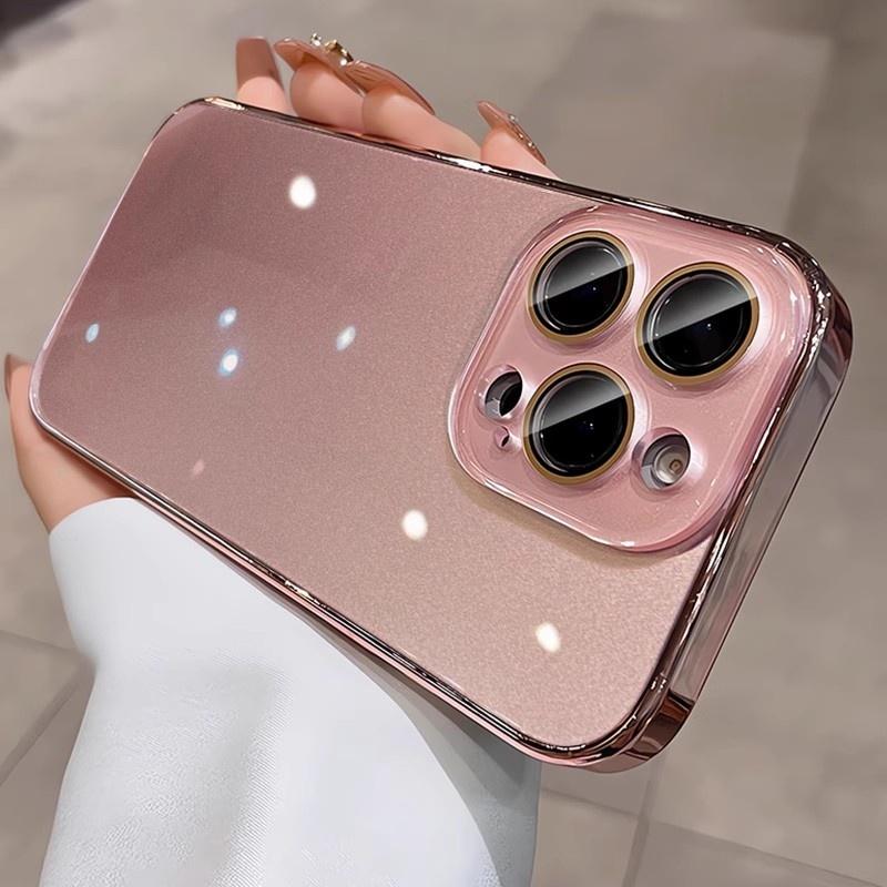 Plating Glass Lens Film Protection Case For For Iphone 17 16 1 14 13 11 12 Pro Max Tempered Glass Shockproof Bumper Hard PC Cover