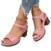 European and American thick heel sandals women's outer wear 2025 summer new fish mouth thick heel large size high heel sandals women's foreign trade
