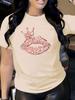 Damen Casual Kurzarm Lippenabdruck Rundhals T-Shirt für Frühling & Sommer Damenmode Grafikbekleidung 2026 Sommer Neues T-Shirt