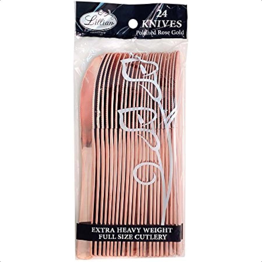 

Пакет ножей из полированного розового золота, 24 штуки, пластиковые столовые приборы, 5,5 х 1 х 1 дюйм United States