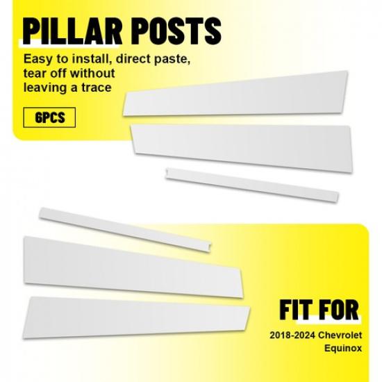 Fit  2018 -2024 Equinox Chevrolet Window Chrome Door Pillar Posts Trim