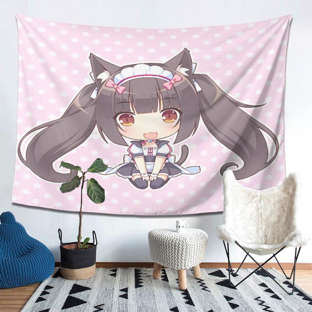 Cat Girl Amusement Park Nekopara Chocolate Chocola Tapestry Japanese Anime Cat Girl Maid Printed Anime Style