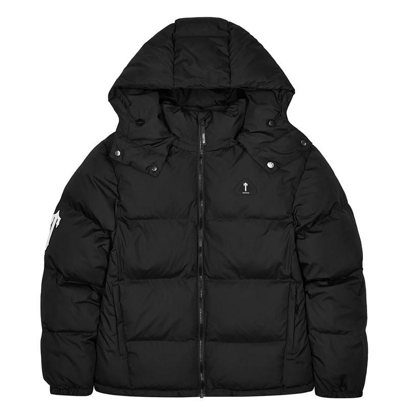 Mens Winter Streetwear Hooded Puffer Jacket Letter Embroidery Loose Fit Casual Coat