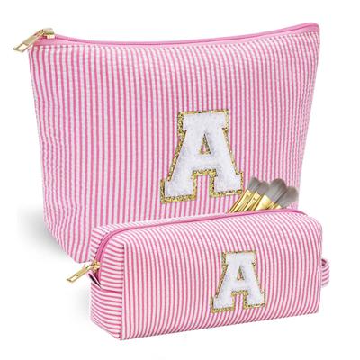2Pcs Cosmetic Storage Bags Initial Letter Cosmetic Makeup Pouch Zipper Closure Waterproof Large Capacity Makeup Organizer Bags