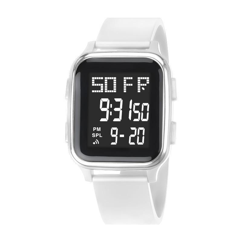 

Junior High School Student Watch Male Year Electronic Watch Female Teenager Fresh Waterproof Square Multi-Function белый