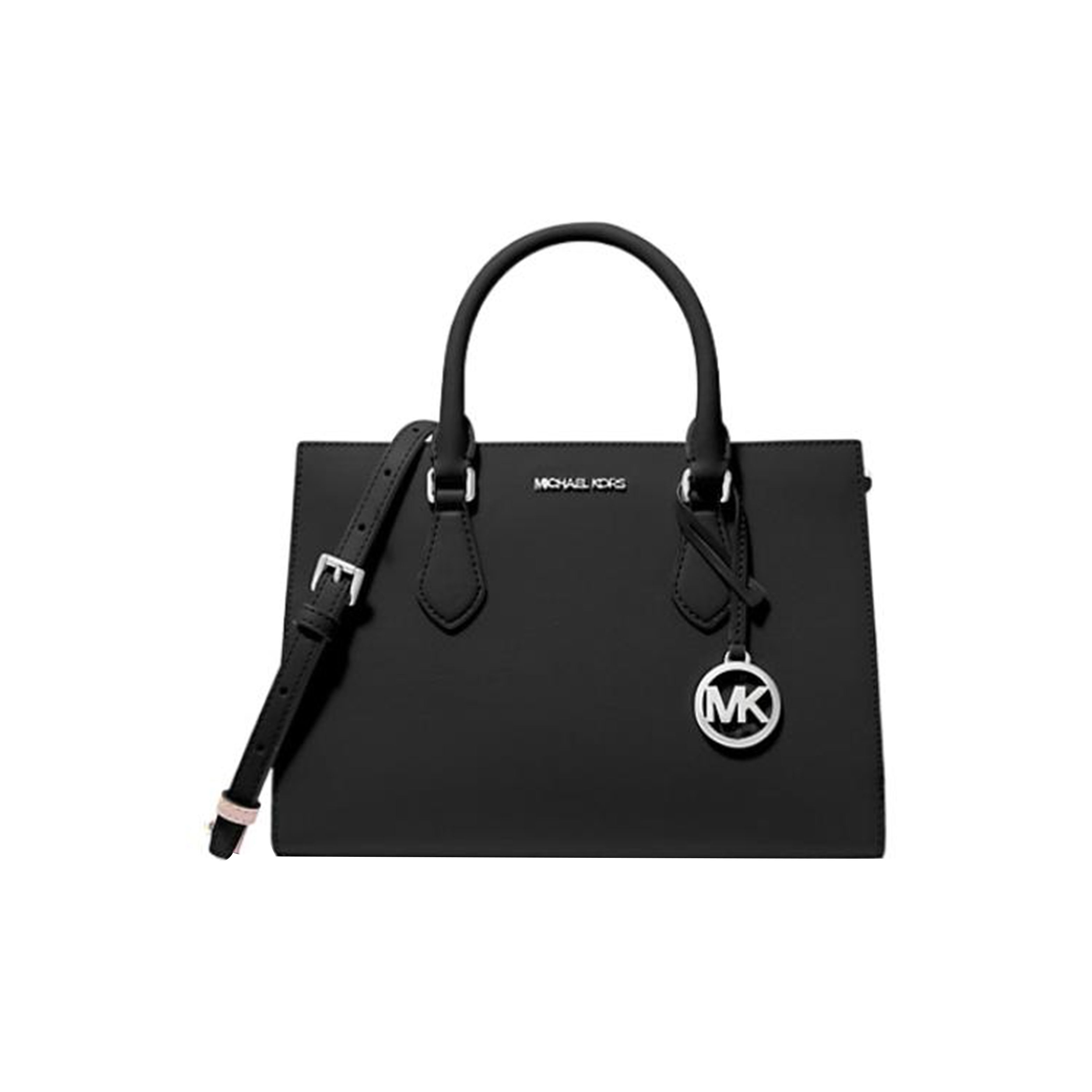 Michael Kors Mk Sheila Coated Canvas And Polyester Blend Medium Tote Shoulder Crossbody Bag Women bags Black 35S3S6HS2L-BLACK Basic Set (Bag+Dust Bag)