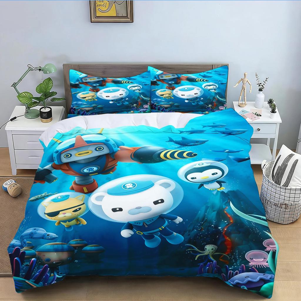 Catoon The O-Octonauts Duvet Cover PillowcaseBedding Set Kids Boy Girl Bedroom Decoration 2/3piece set Single Double full Size