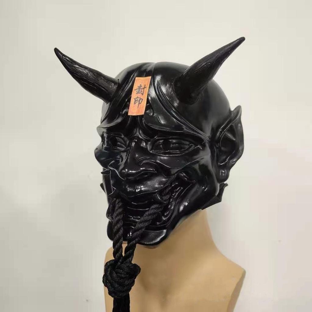 Resin-sealed Red Prajna Mask Latex mask for Halloween with red ghost face and strap Japanese-style Hannya mask