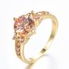 Blue Crystal Round Stone Engagement Rings for Women Vintage Gold Color Wedding Bands Birthstone Jewelry Mother's Day Gifts